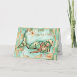 Mermaid Weihnachtsmannmütze Personaliz Feiertagskarte