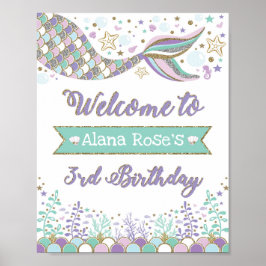 Mermaid Welcome Poster 3. Geburtstag Pool Party