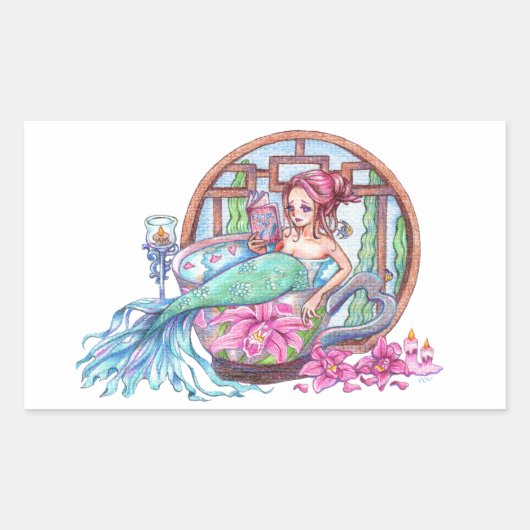 Mermaid Wellness-Center Time Rechteckiger Aufkleber (Vorderseite)