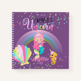Mermaid will ein Einhorn-Girls-Journale werden Notizblock