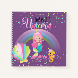 Mermaid will ein Einhorn-Girls-Journale werden Notizblock