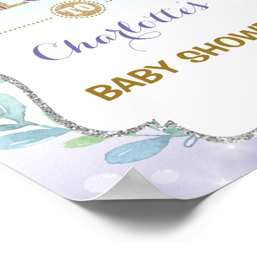 Mermaid Willkommensschild Baby Dusche Sea Bridal D Poster (Ecke)