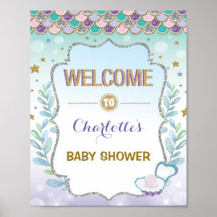 Mermaid Willkommensschild Baby Dusche Sea Bridal D Poster
