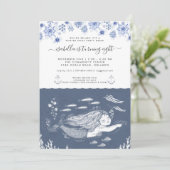 Mermaid Winter Pool Party Einladung (Stehend Vorderseite)