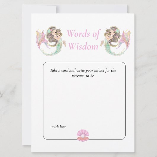 Mermaid Wisdom Brown Mama Babydusche unter dem Mee Einladung (Vorderseite)