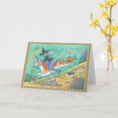 MERMAID WITCH, FANTASY MERHORSE GREETING CARD Blnk Karte (Gelbe Blume)