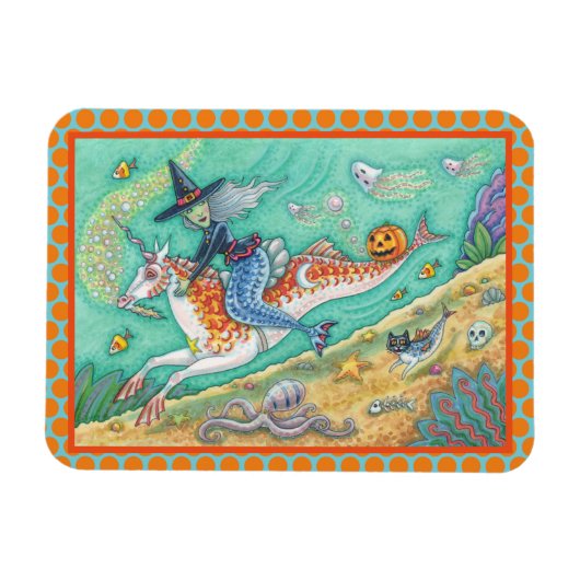 MERMAID WITCH, HALLOWEEN MERHORSE FANTASY MAGNET (Horizontal)