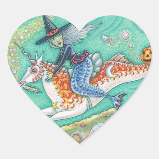 MERMAID WITCH, HALLOWEEN MERHORSE FANTASY STICKERS (Vorderseite)