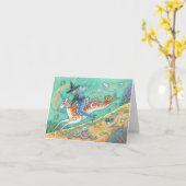 MERMAID WITCH, HALLOWEEN MERHORSE NOTE CARD Blank Karte (Gelbe Blume)