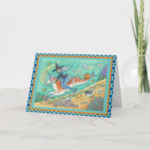 MERMAID WITCH, UNICORN FANTASY GREETING CARD Verse Karte