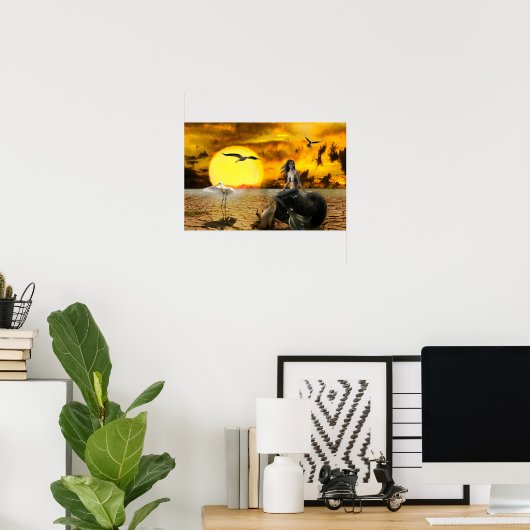 Mermaid Wüste Fantasy Art Poster (Heimbüro)