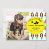 Mermaid Yellow Geburtstagsparty Einladung (Vorderseite)