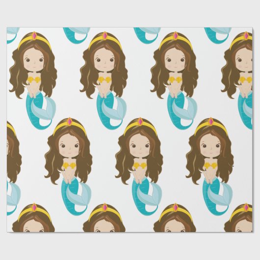 Mermaid Yellow Wrapping Geschenkpapier (Flach)