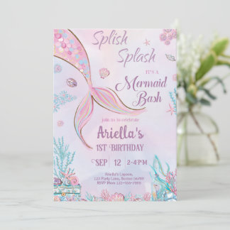 Mermaid zum Geburtstag Einladung unter dem Meeresm