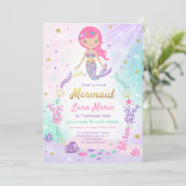 Mermaid zum Geburtstag Einladung unter dem Party (Stehend Vorderseite)