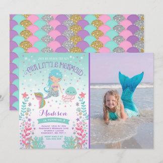 Mermaid zum Geburtstag Einladung unter dem Party
