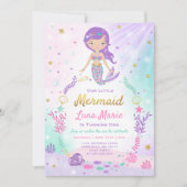 Mermaid zum Geburtstag Einladung unter dem Party (Vorderseite)