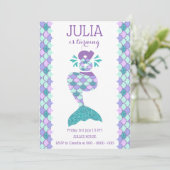 Mermaid zum Geburtstag Einladung unter dem Party (Stehend Vorderseite)