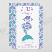 Mermaid zum Geburtstag Einladung unter dem Party (Vorne/Hinten)