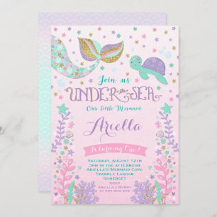 Mermaid zum Geburtstag Einladung unter dem Party