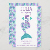 Mermaid zum Geburtstag Einladung unter dem Party (Vorne/Hinten)