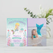 Mermaid zum Geburtstag Einladung unter dem Party (Stehend Vorderseite)