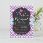 Mermaid zum Geburtstag Einladung unter dem Party (Stehend Vorderseite)