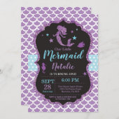 Mermaid zum Geburtstag Einladung unter dem Party (Vorne/Hinten)