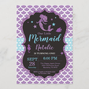 Mermaid zum Geburtstag Einladung unter dem Party