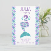 Mermaid zum Geburtstag Einladung unter dem Party (Stehend Vorderseite)