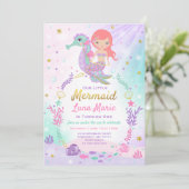 Mermaid zum Geburtstag Einladung unter dem Party (Stehend Vorderseite)