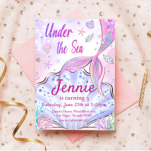 Mermaid zum Geburtstag Einladung unter dem Party