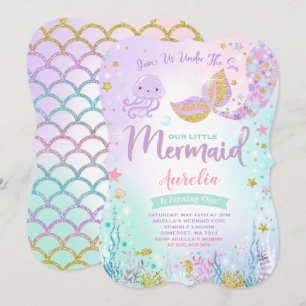 Mermaid zum Geburtstag Einladung unter dem Party