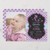 Mermaid zum Geburtstag Einladung unter dem Party (Vorne/Hinten)