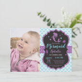 Mermaid zum Geburtstag Einladung unter dem Party (Stehend Vorderseite)