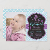 Mermaid zum Geburtstag Einladung unter dem Party (Vorne/Hinten)