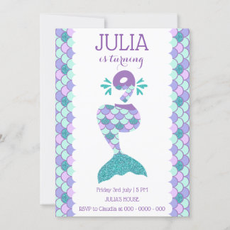 Mermaid zum Geburtstag Einladung unter dem Party