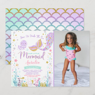 Mermaid zum Geburtstag Einladung unter dem Party