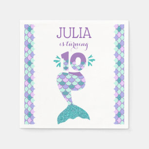 Mermaid zum Geburtstag Einladung unter dem Party Serviette