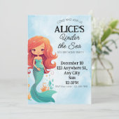 Mermaid zum Geburtstag Einladung unter der Meeresk (Stehend Vorderseite)