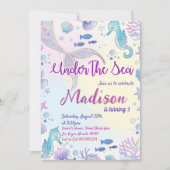 Mermaid zum Geburtstag Einladung unter Wasser (Vorderseite)