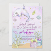 Mermaid zum Geburtstag Einladung unter Wasser (Vorderseite)