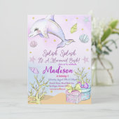 Mermaid zum Geburtstag Einladung unter Wasser (Stehend Vorderseite)