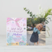 Mermaid zum Geburtstag Einladung unter Wasser (Stehend Vorderseite)