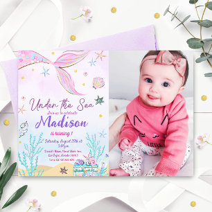 Mermaid zum Geburtstag Einladung unter Wasser