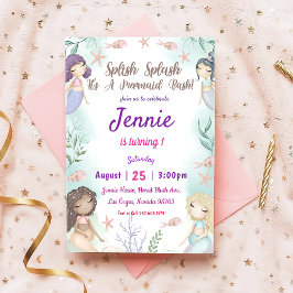 Mermaid zum Geburtstag Einladung unter Wasser