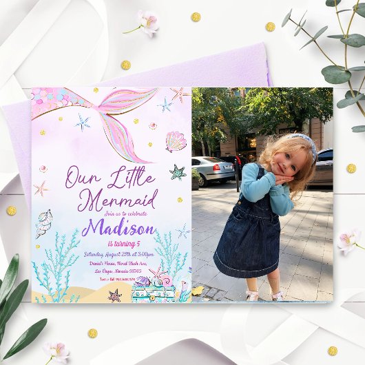 Mermaid zum Geburtstag Einladung unter Wasser
