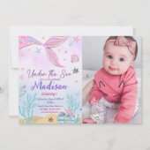 Mermaid zum Geburtstag Einladung unter Wasser (Vorderseite)