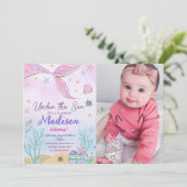 Mermaid zum Geburtstag Einladung unter Wasser (Stehend Vorderseite)