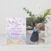 Mermaid zum Geburtstag Einladung unter Wasser (Stehend Vorderseite)